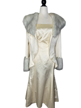 Tome Strapless Dress with Matching Blazer with Faux Fur Accents